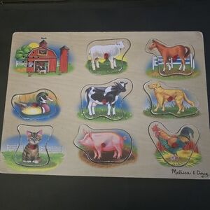 Melissa & Doug Farm Sound Puzzle Wooden Peg Puzzle W/ Realistic Sound Effects